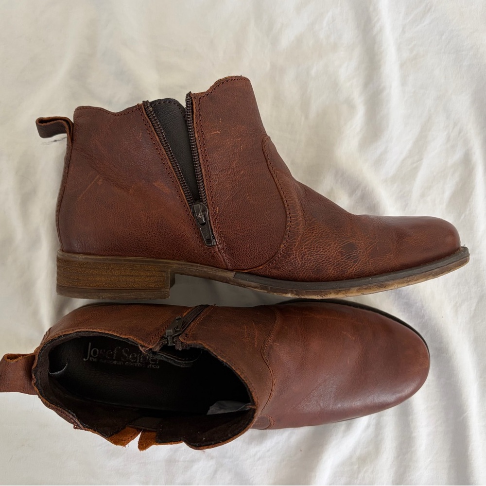 Josef Seibel Brown Leather Ankle Boots